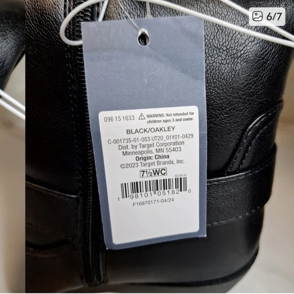 Universal Thread Black Faux Leather Wide Calf Riding Square Pointed Toe Boots - Picture 7 of 7